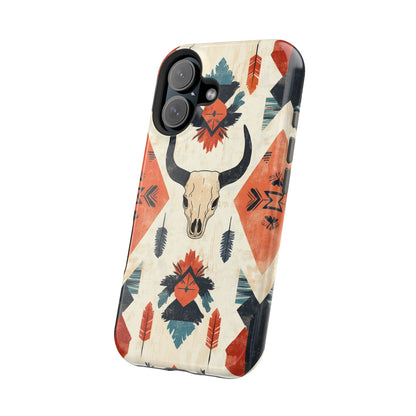 Southwestern Boho Skull Tough MagSafe iPhone Case – Durable Matte Finish, Dual-Layer Protection