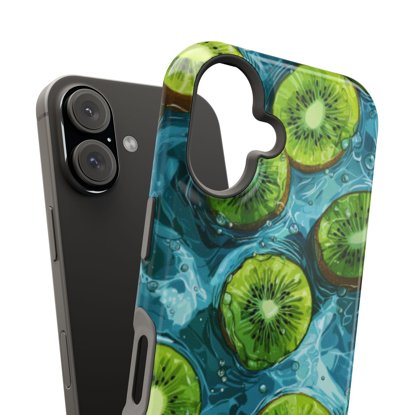 Tropical Kiwi Splash MagSafe iPhone Case – Tough Dual-Layer, Vibrant Summer Design