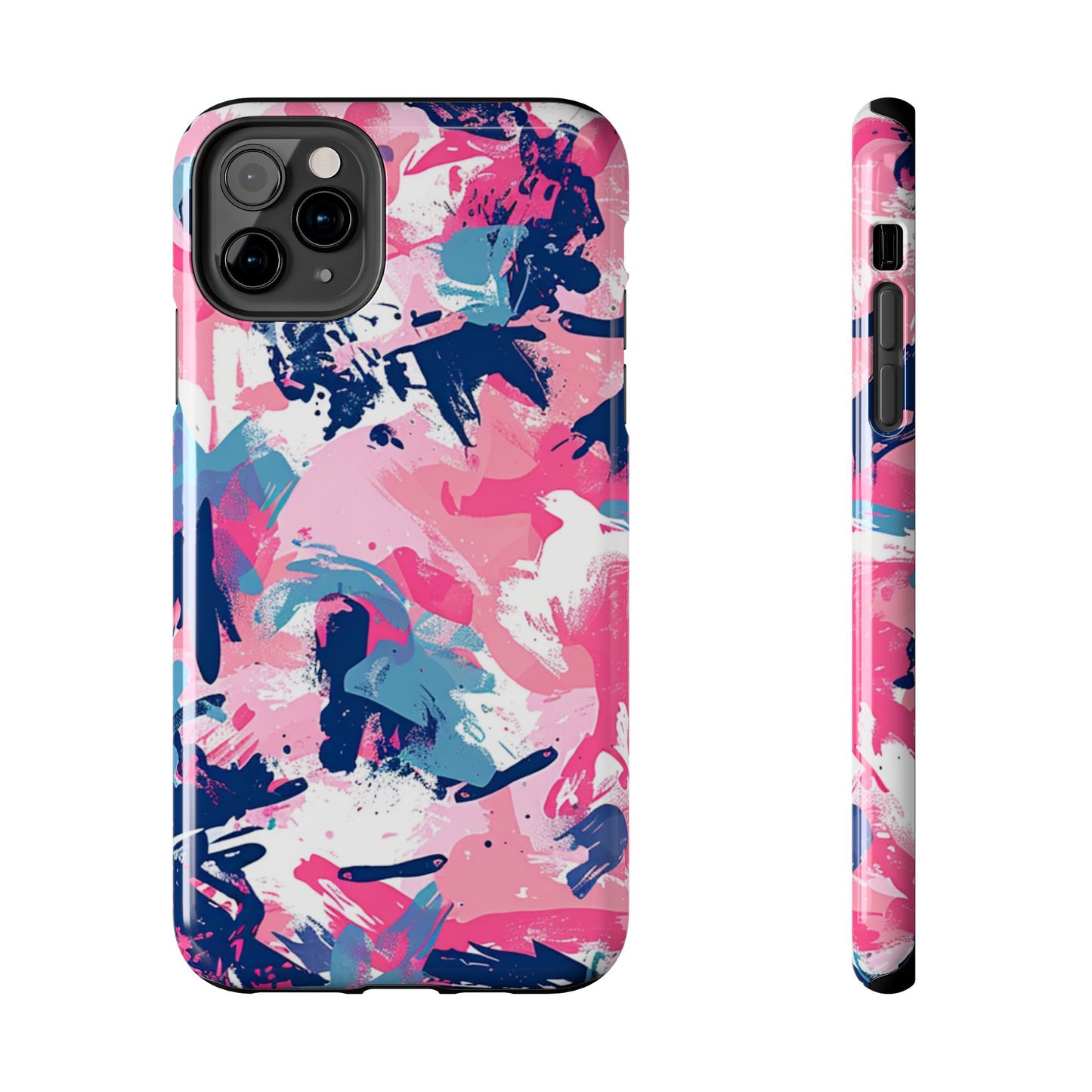 Vibrant Pink & Navy Abstract Splash – iPhone Case