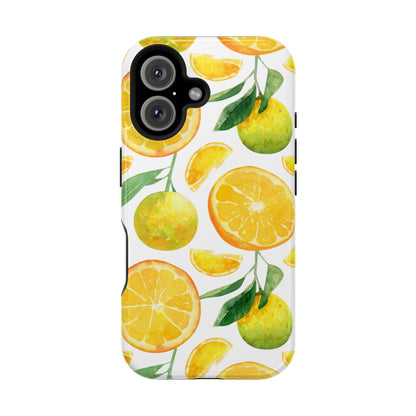 Sunny Citrus Grove Tough MagSafe iPhone Case – Watercolor Orange Design, Dual-Layer Protection