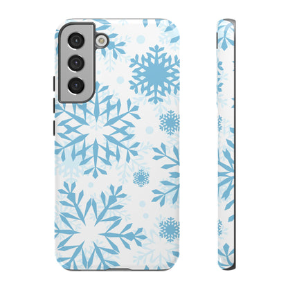 Frosty Blue Snowflakes Samsung Galaxy Case – Shockproof, Smooth Matte Finish, Dual-Layer Design