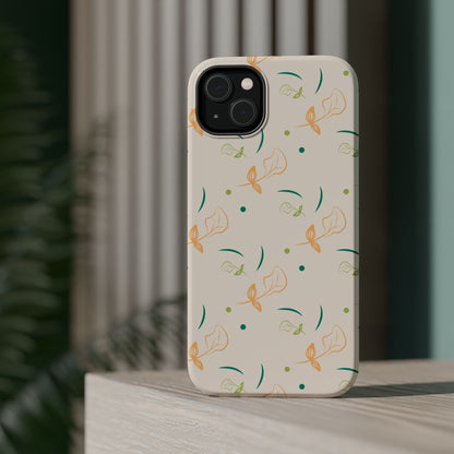 Soft Pastel Abstract Floral Tough MagSafe iPhone Case – Playful Minimalist Design with Dual-Layer Protection