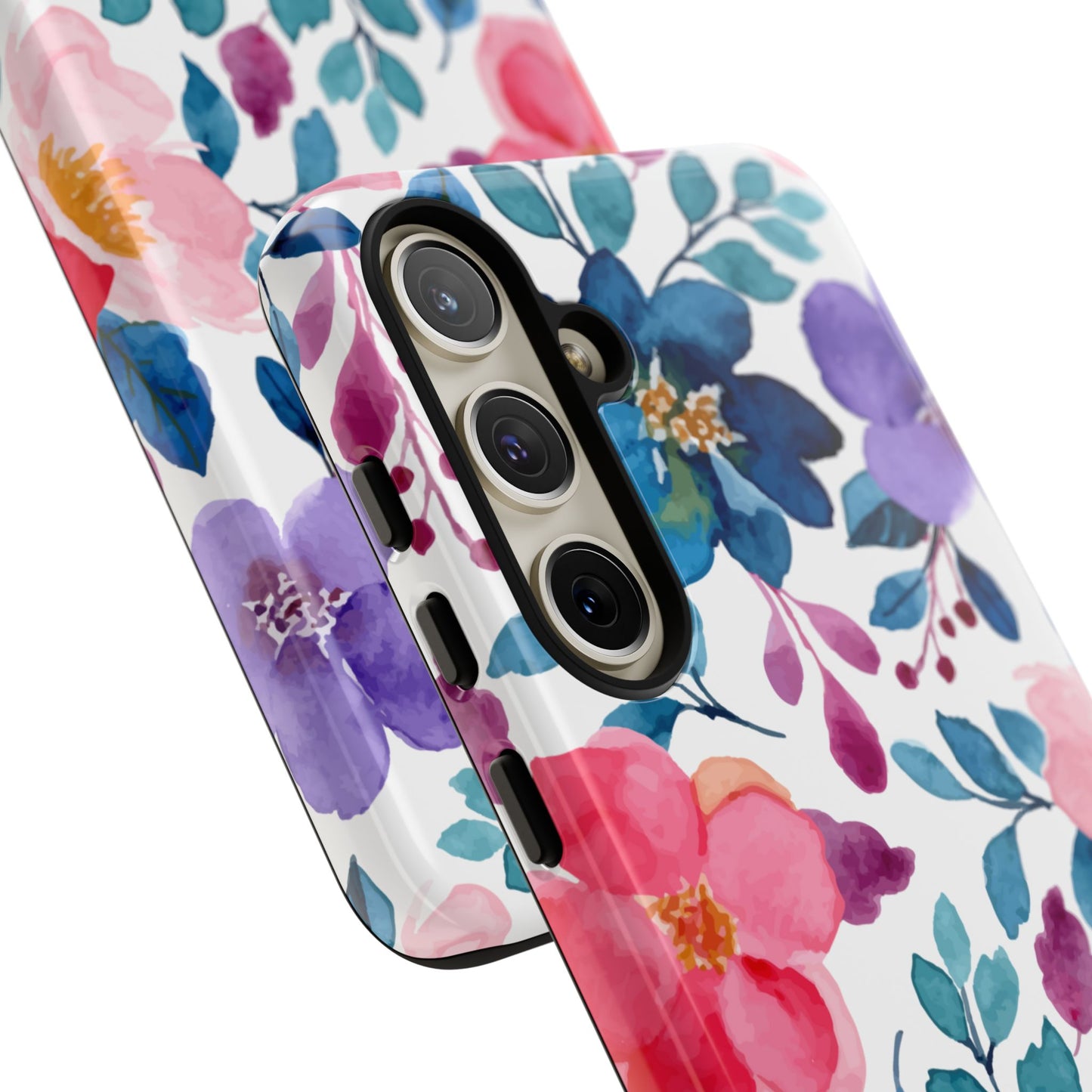 Mystic Bloom – Samsung Galaxy Case with Blue & Pink Watercolor Florals