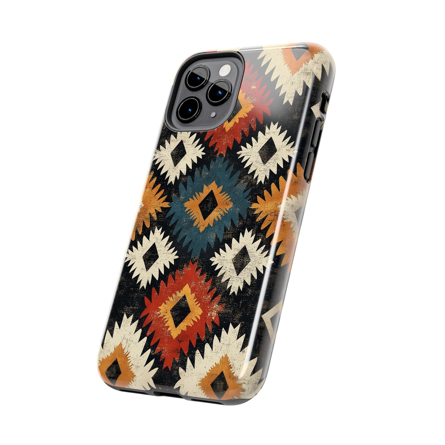 Rustic Tribal Sunburst Tough iPhone Case – Vibrant Geometric Design, Dual - Layer Protection - BOGO Cases