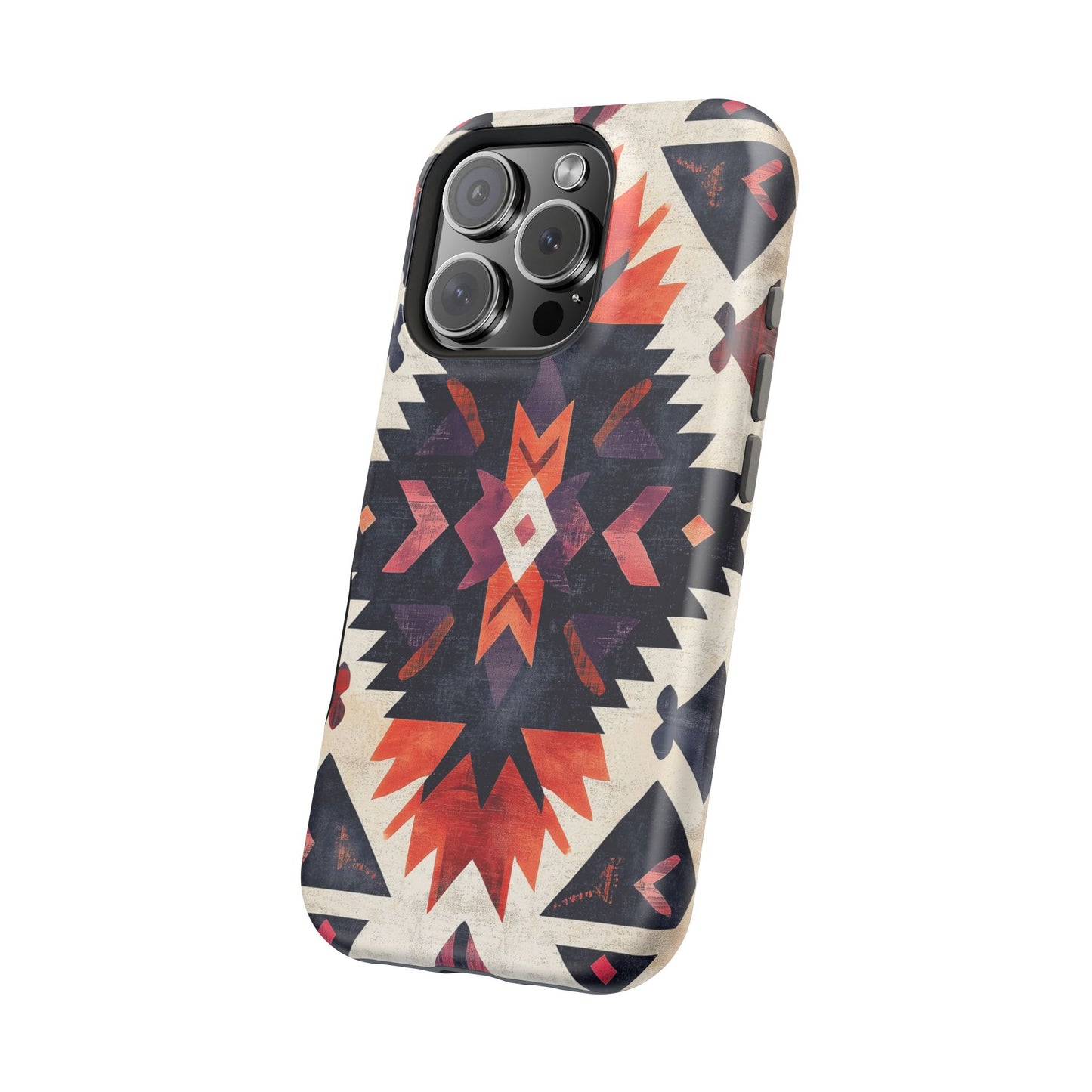 Boho Tribal Starburst Tough MagSafe iPhone Case – Vibrant Geometric Design, Dual-Layer Protection