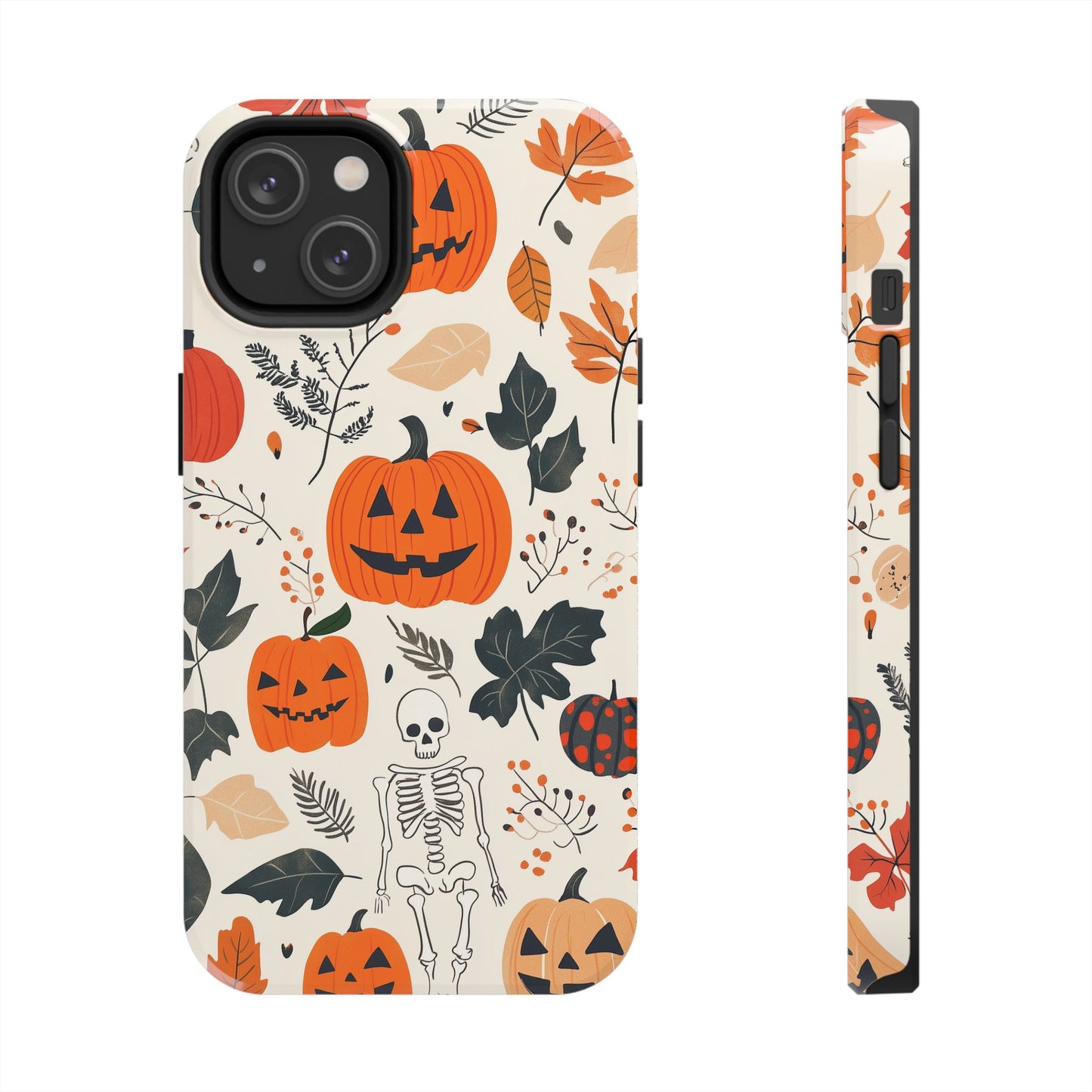 Spooky Pumpkin & Skeleton iPhone Case – Halloween Jack - O' - Lantern Design - BOGO Cases