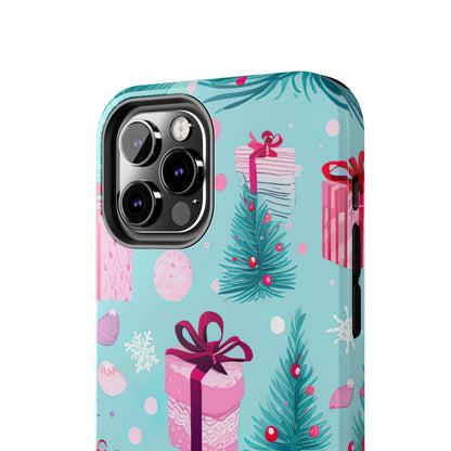 Festive Pink Christmas Gifts and Evergreen iPhone Case – Holiday Theme, Protective Cover