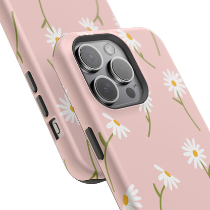 Daisy Delight Tough MagSafe iPhone Case – Cute Floral Design with Dual-Layer Protection