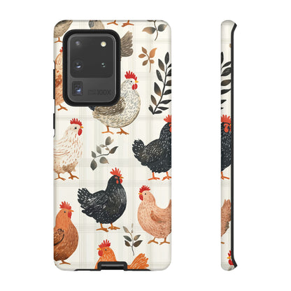 Samsung Galaxy Case: Vintage Chicken & Leaves – Farmhouse Style Case