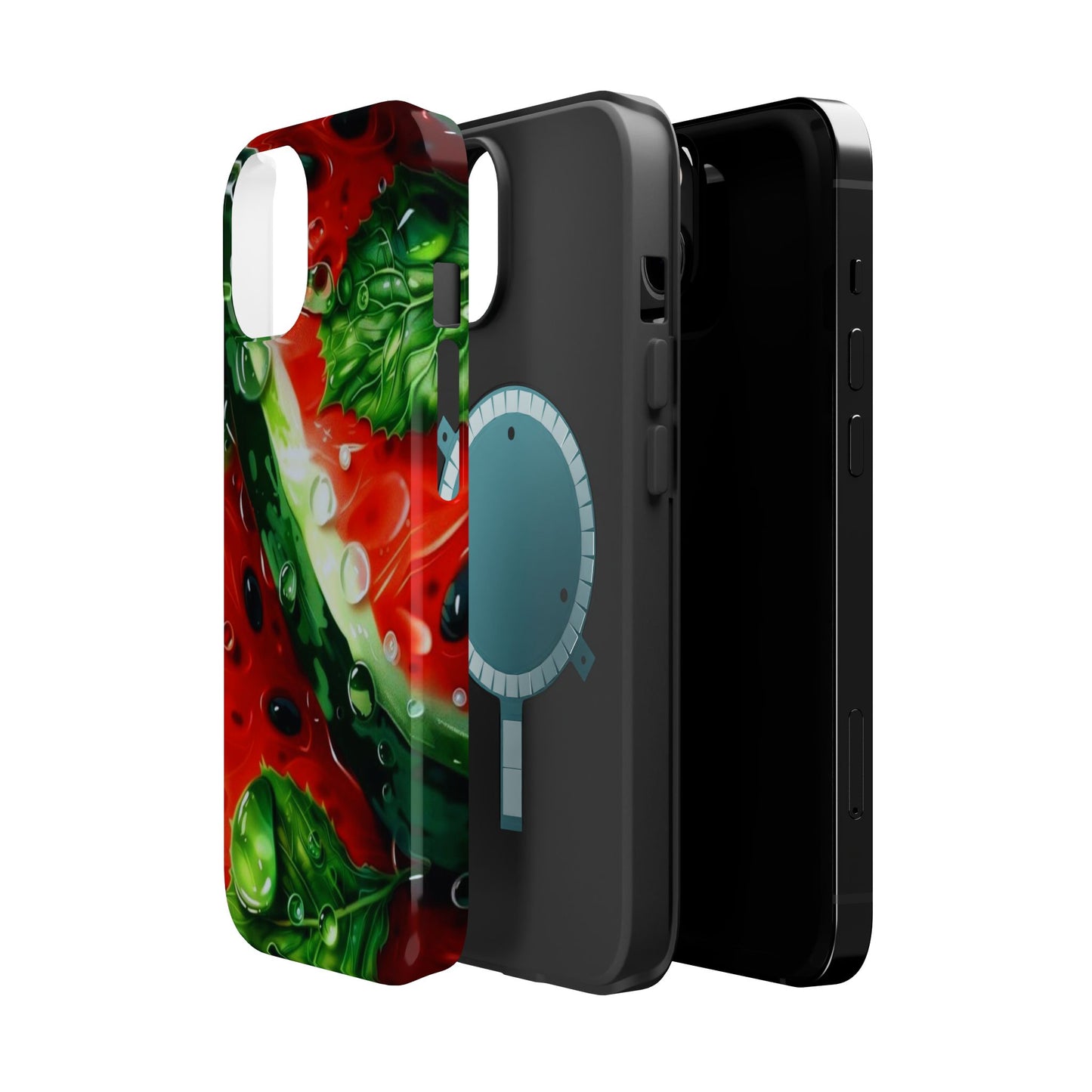 Juicy Watermelon & Mint MasSafe iPhone Case – Tough Dual-Layer, Vibrant Summer Design