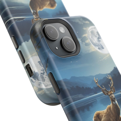 Moonlit Elegance: Stag by the Lake – MagSafe iPhone Case