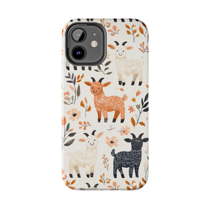 iPhone Case: Smiley Goats & Dried Flowers – Vintage Charm