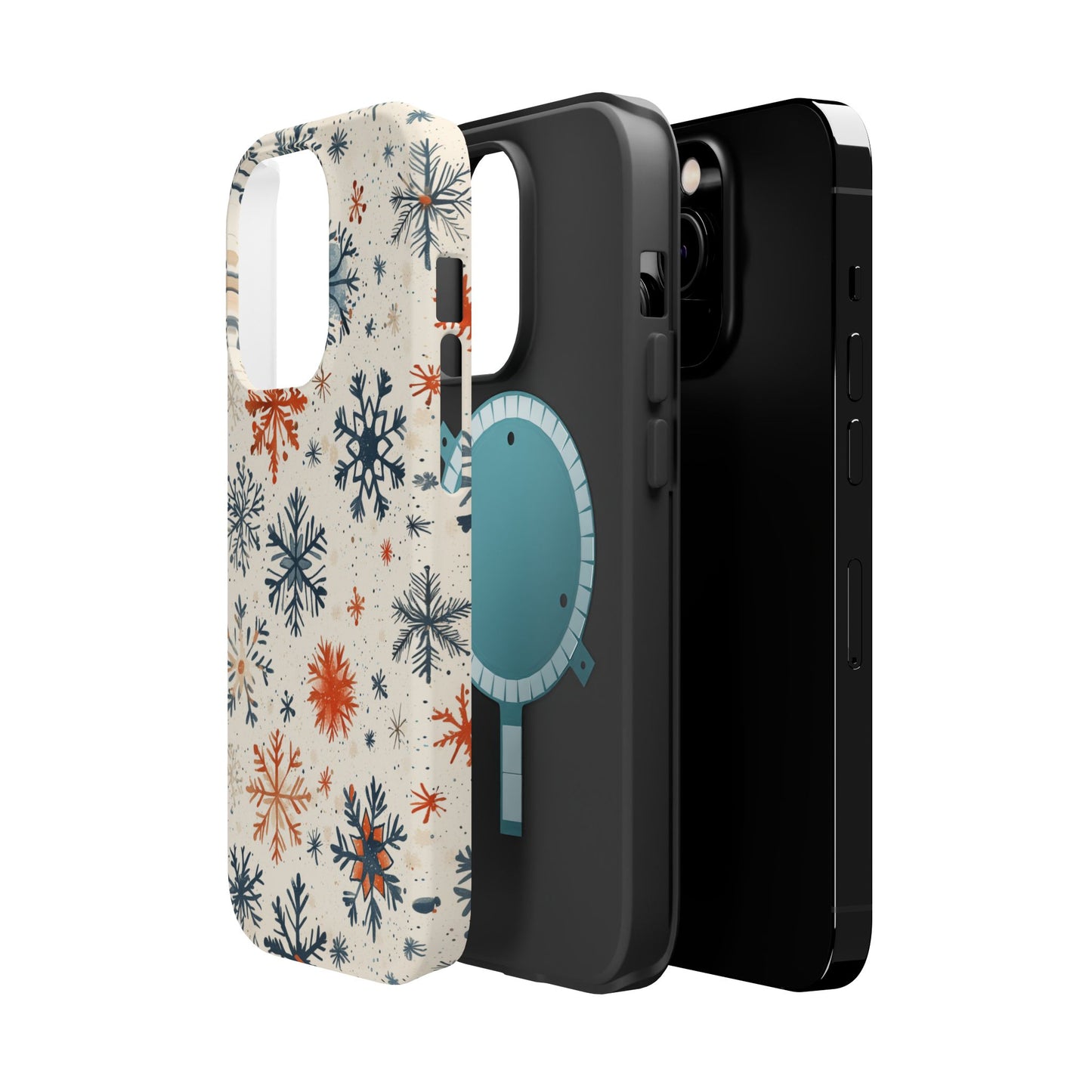 Rustic Orange and Blue Snowflake Pattern – MagSafe iPhone Series Case