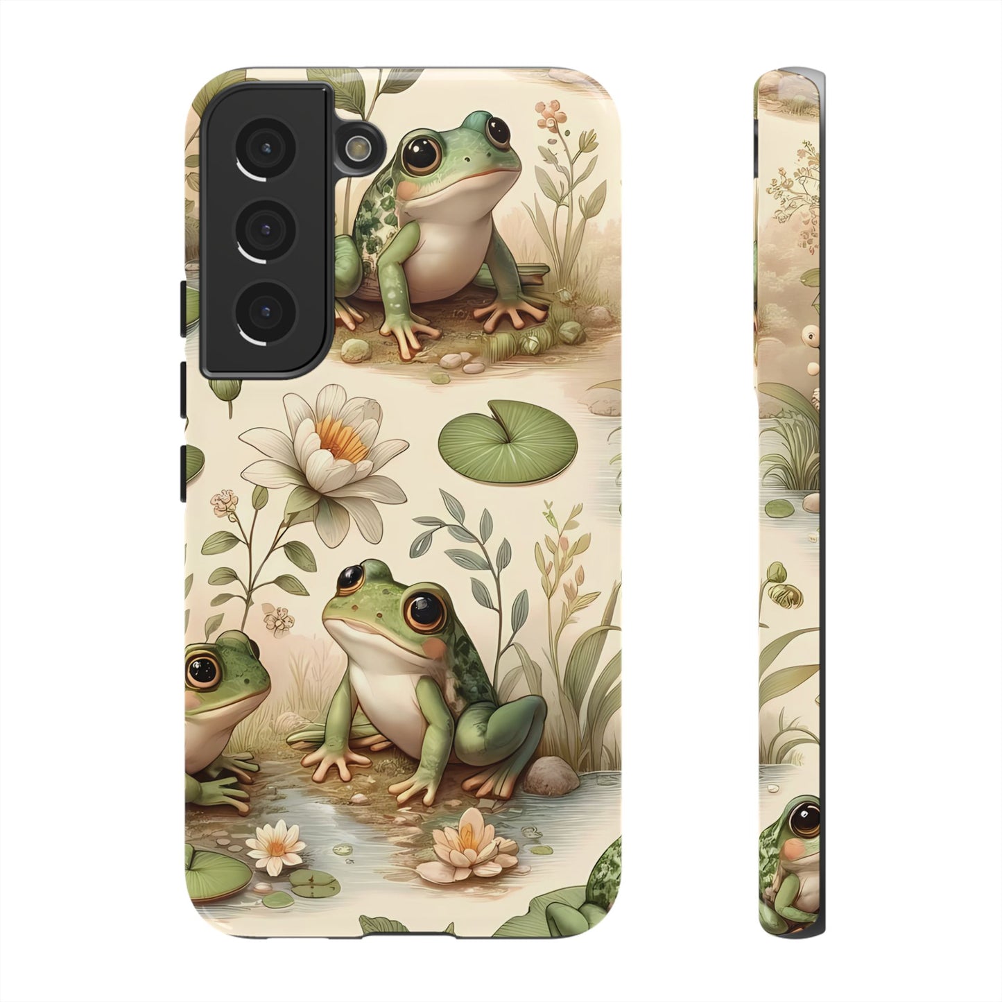 Cute Frogs Phone Case - Pond Pals Frolic - Charming Frog Lily Pad Phone Case for iPhone, Google & Samsung! Great Gift For Any Frog Lover!