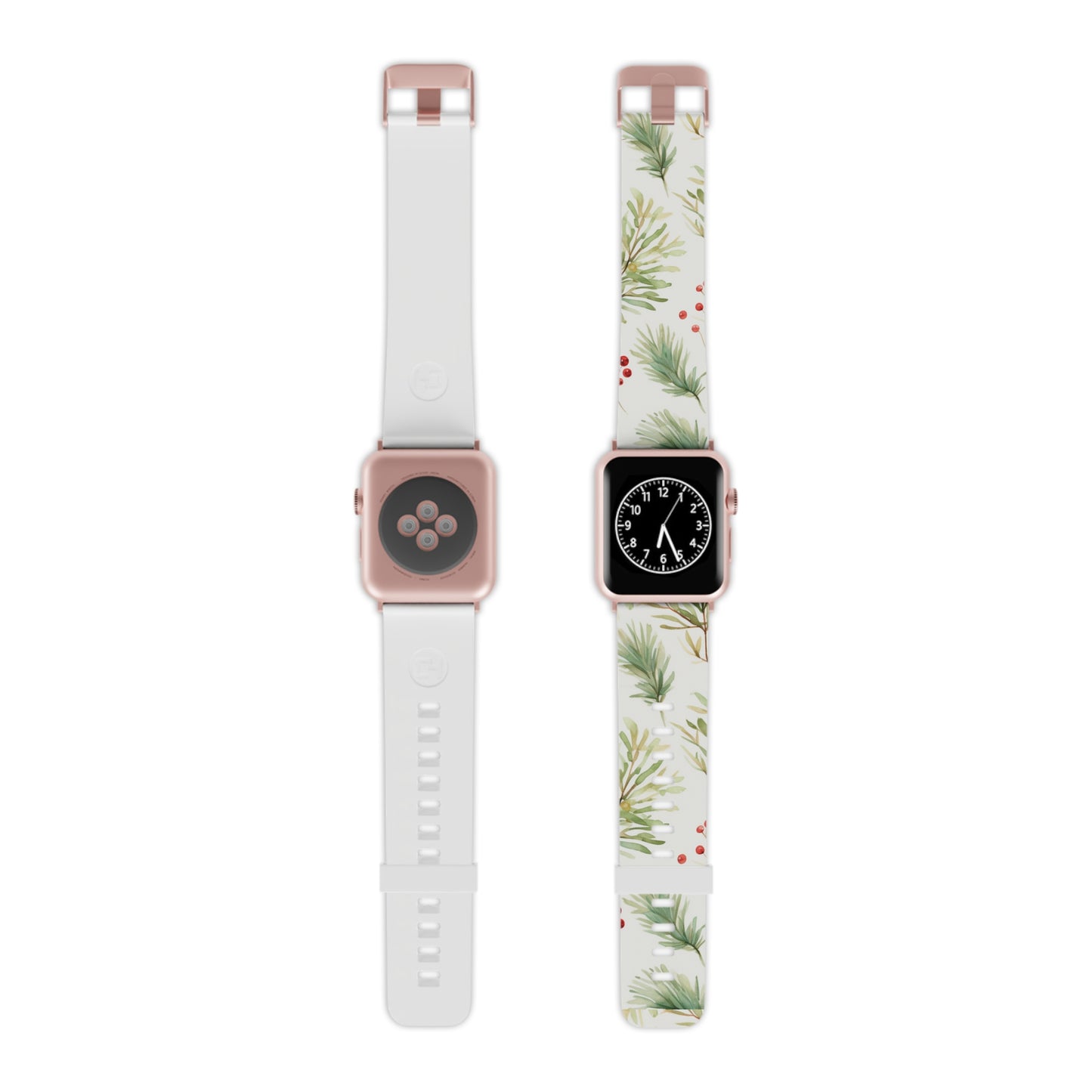 Winter Greenery & Berry Watercolor Apple Watch Band