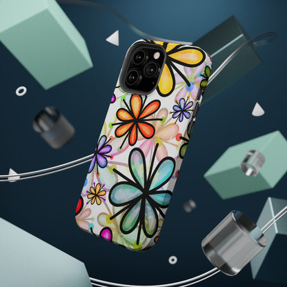 Retro Floral Pop MagSafe iPhone Case – Ultra-Slim Design, High-Gloss Finish