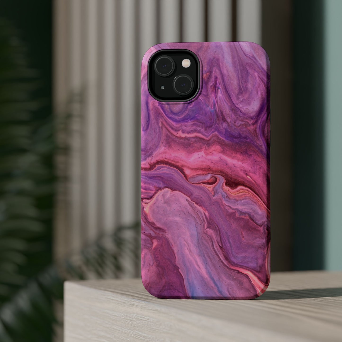 Lavender Dreamscape – MagSafe Case with Abstract Purple & Pink Marble Art