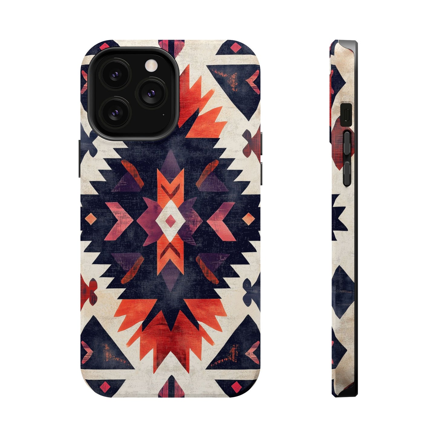 Boho Tribal Starburst Tough MagSafe iPhone Case – Vibrant Geometric Design, Dual-Layer Protection