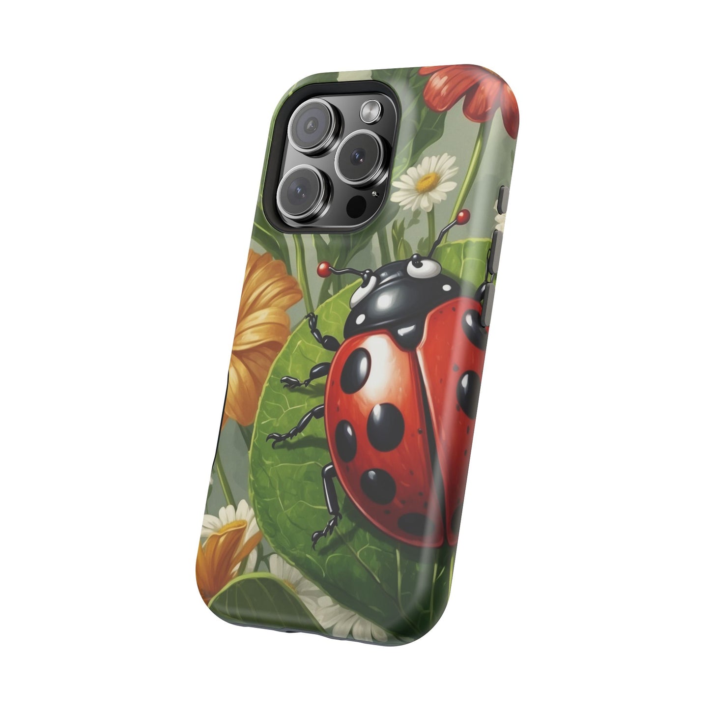 Ladybug Garden MagSafe iPhone Case – Whimsical Floral Design