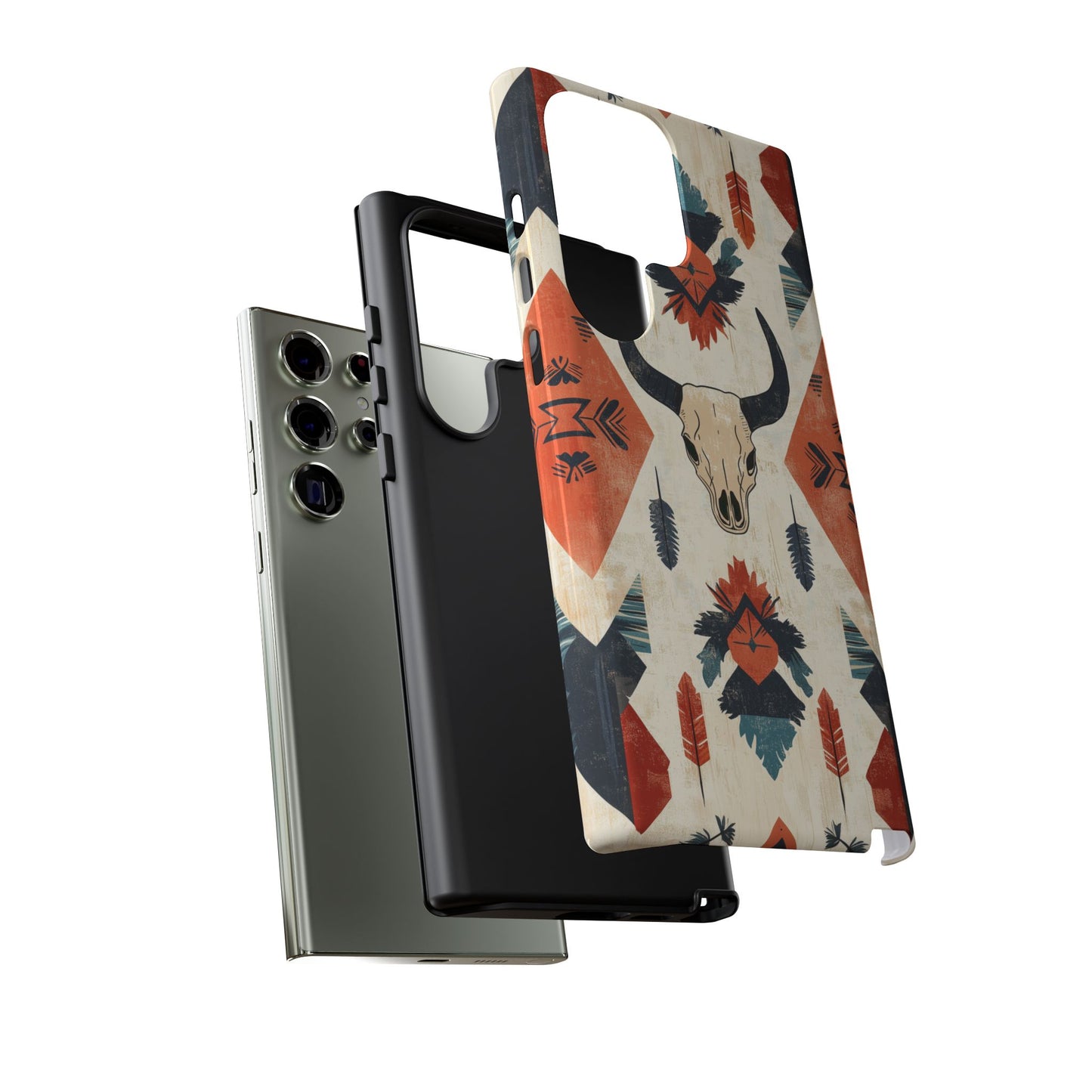 Southwestern Boho Skull Tough Samsung Galaxy Case – Durable Matte Finish, Dual-Layer Protection