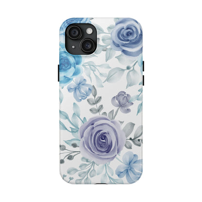 Elegant Blue & Violet Roses iPhone Case – Luxurious Floral Design for Chic Device Protection