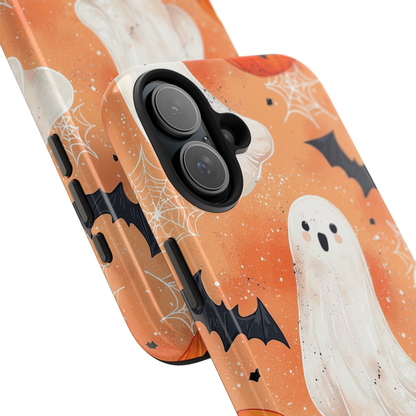 Spooky Cute Ghost iPhone Case – Halloween Ghosts, Pumpkins, Bats & Cobwebs Design