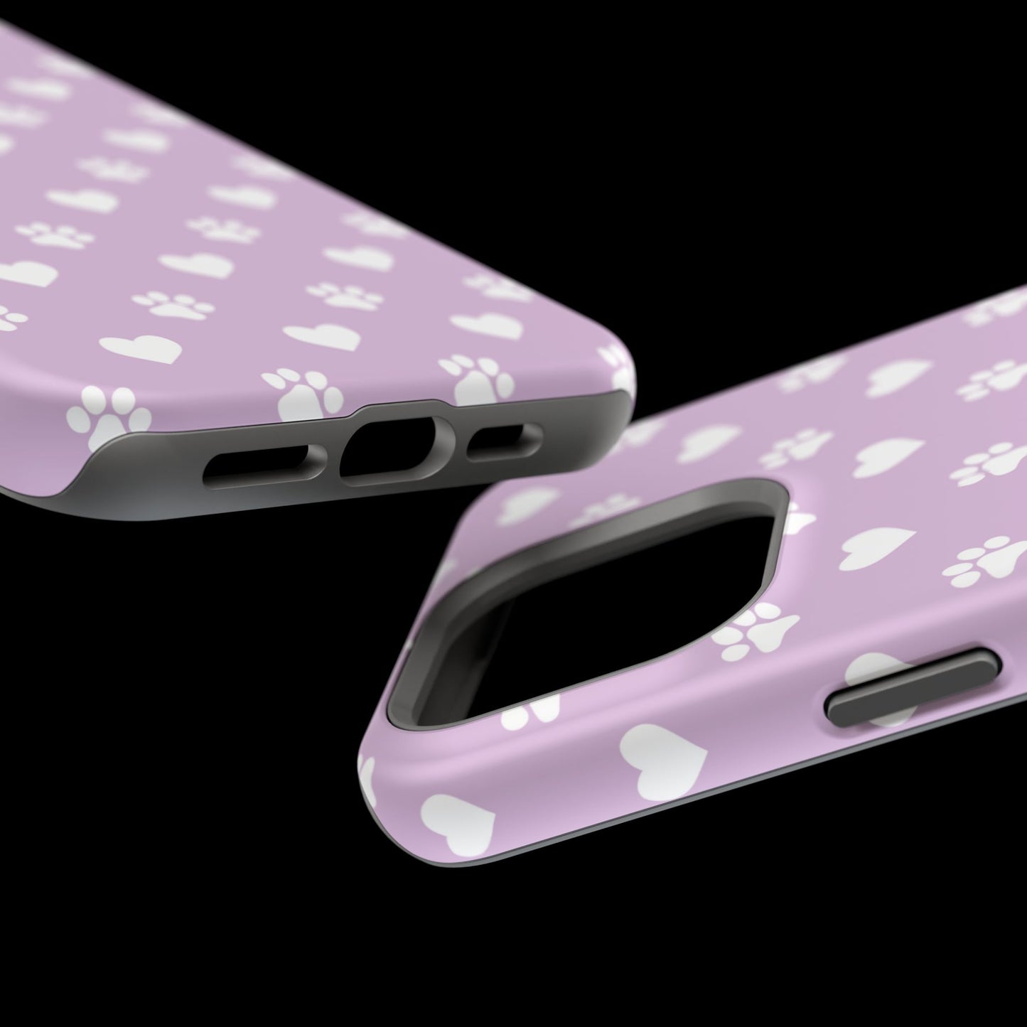 Purple Hearts & Paw Prints - Cute Pet Lover MagSafe iPhone Case