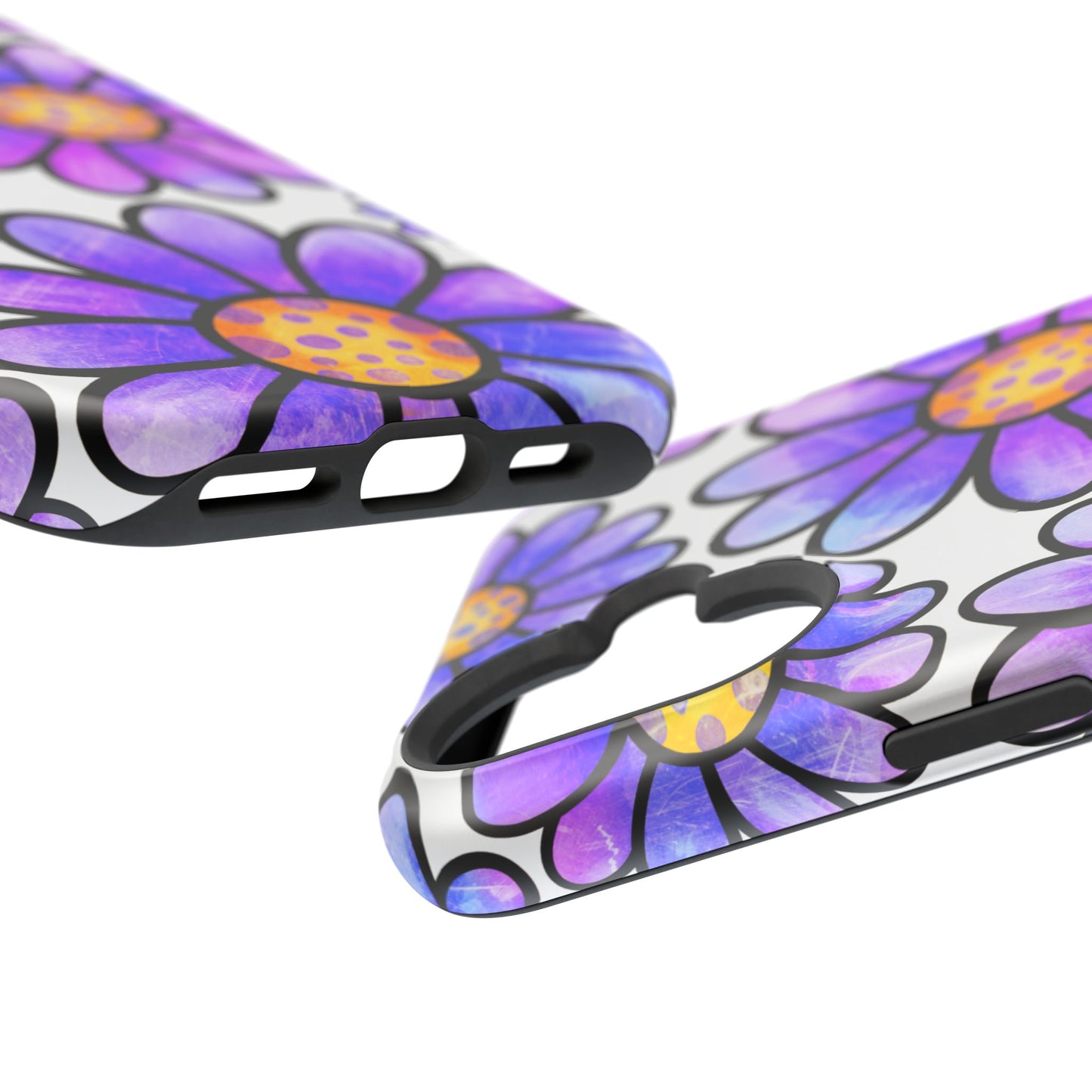 Purple Daisy Delight MagSafe iPhone Case – Slim Profile, Glossy Finish