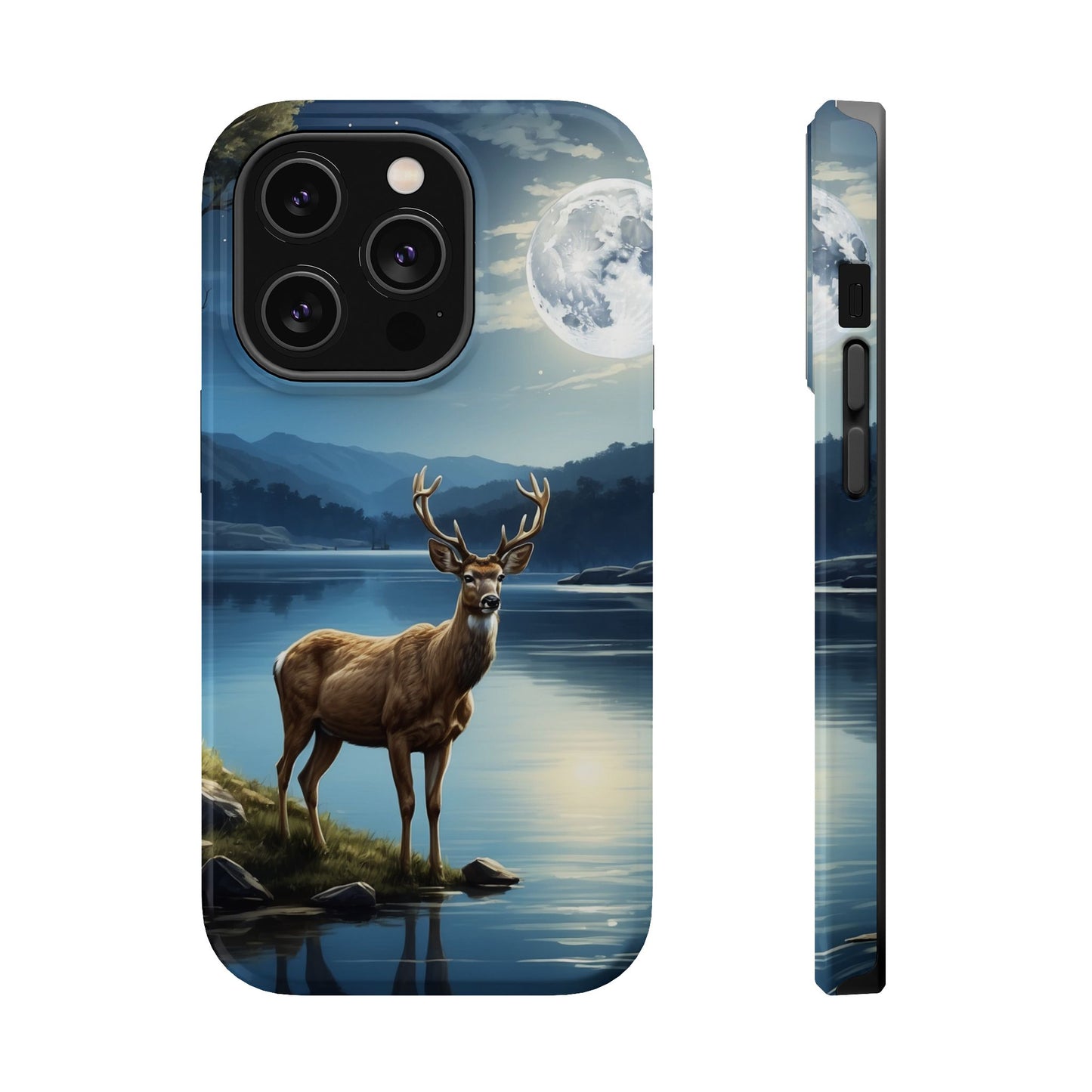 Moonlit Elegance: Stag by the Lake – MagSafe iPhone Case