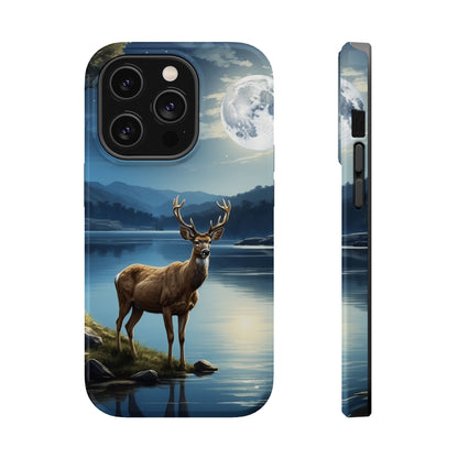 Moonlit Elegance: Stag by the Lake – MagSafe iPhone Case