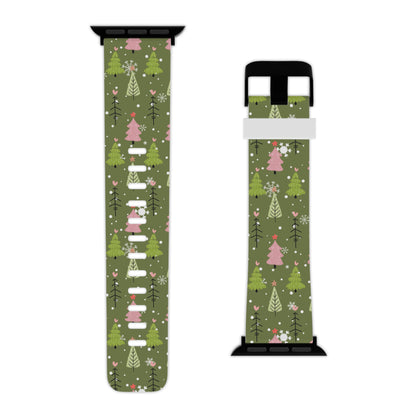 Whimsical Christmas Tree Pattern Apple Watch Band