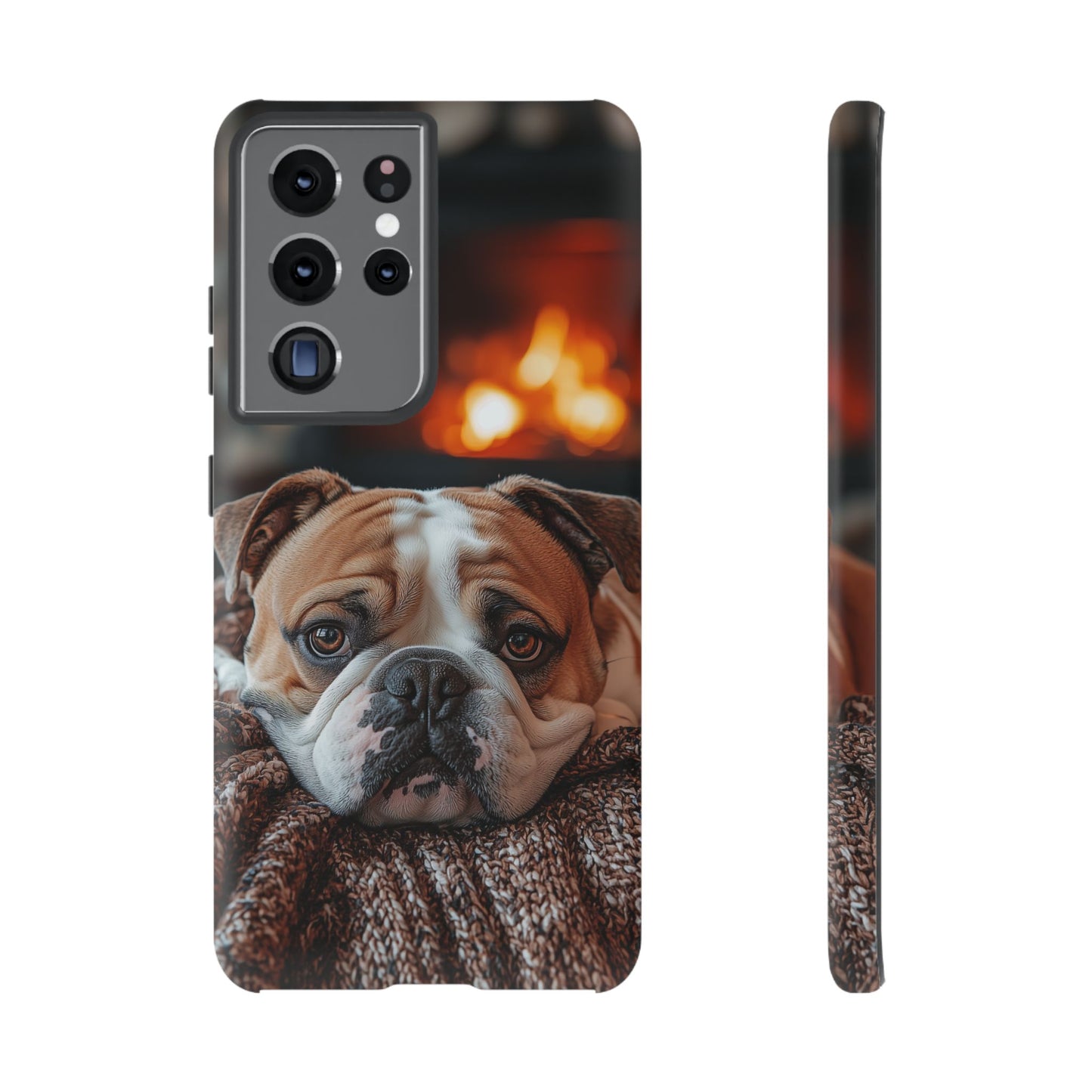 Cozy Bulldog Samsung Galaxy Case – Fireside-Inspired Protective Cover