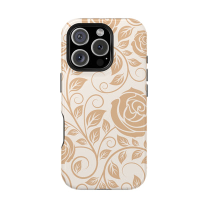 Vintage Rose Vine Tough MagSafe iPhone Case – Elegant Floral Pattern with Dual-Layer Protection