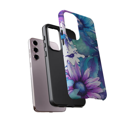 Purple & Teal Watercolor Floral Samsung Galaxy Case - Artistic Flower Design