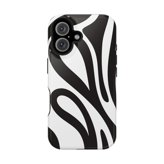 Modern Black and White Abstract Tough MagSafe iPhone Case – Bold Graphic Pattern with Dual-Layer Protection