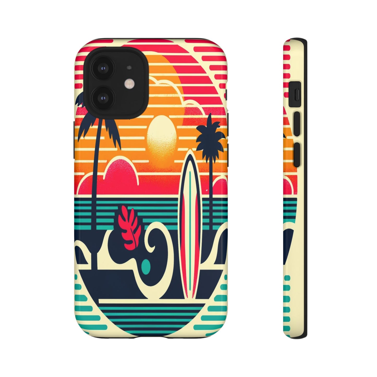 Retro Beach Vibes iPhone Case - Sunset Surfing Protective Cover