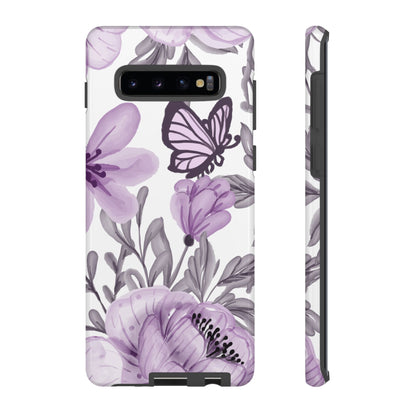 Lavender Bloom Butterfly Samsung Galaxy Case – Delicate Floral Design with Watercolor Details