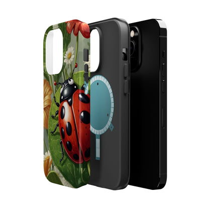 Ladybug Garden MagSafe iPhone Case – Whimsical Floral Design