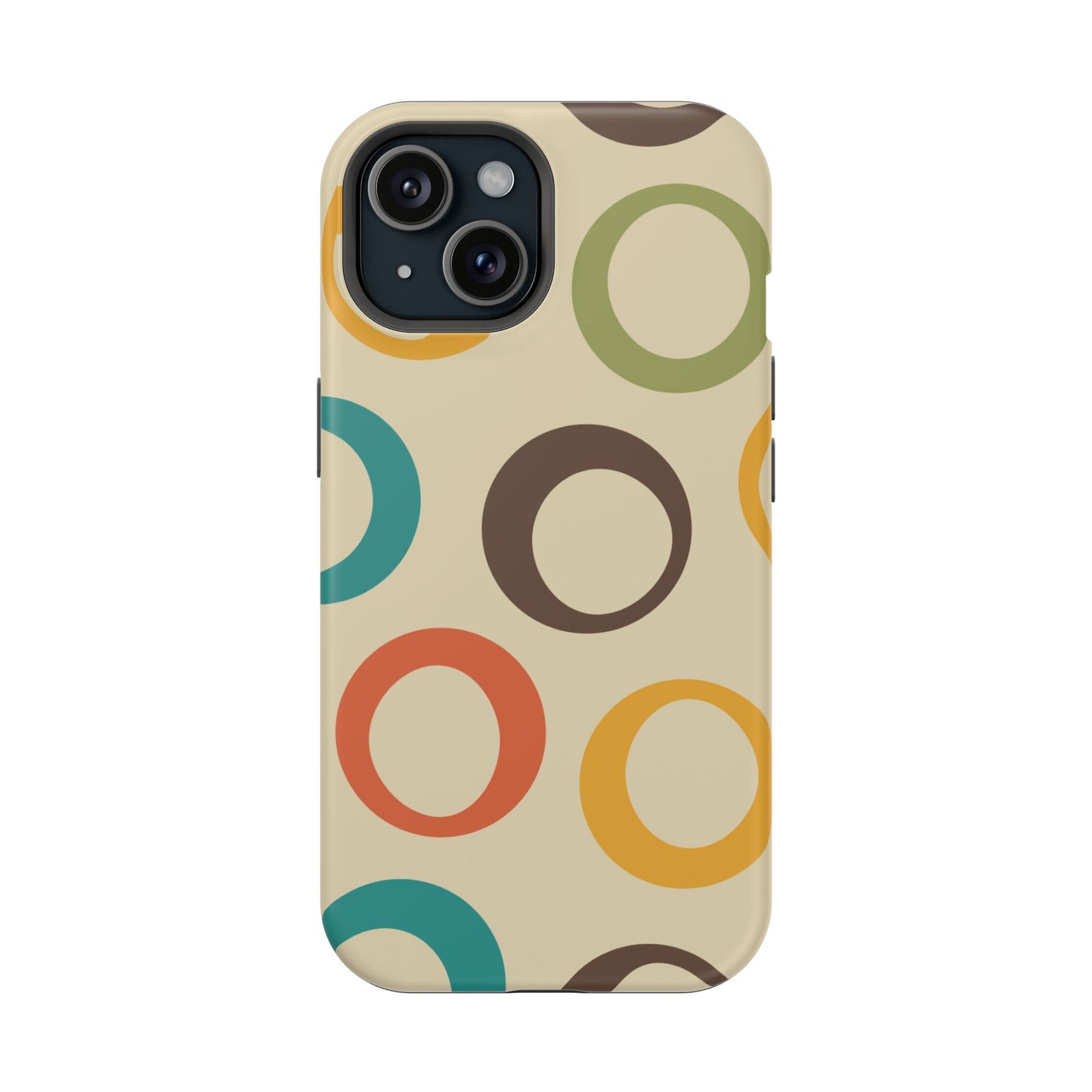 Retro Colorful Rings MagSafe iPhone Case – Shockproof, Matte Finish, Dual-Layer Protection