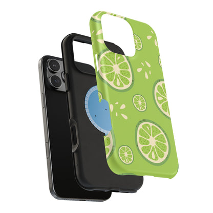 Zesty Lime Splash Tough MagSafe iPhone Case – Fresh Citrus Design, Dual-Layer Protection