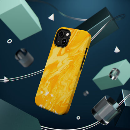 Luxe Yellow Marble MagSafe iPhone Case – Bold Golden Elegance with Magnetic Precision