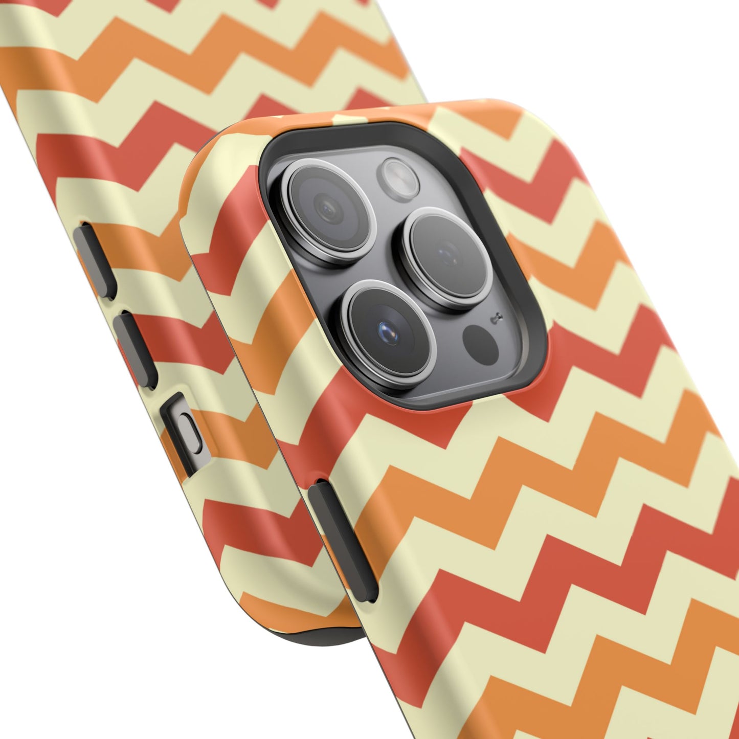 Warm Sunset Chevron – Orange, Red & Cream Geometric MagSafe iPhone Case