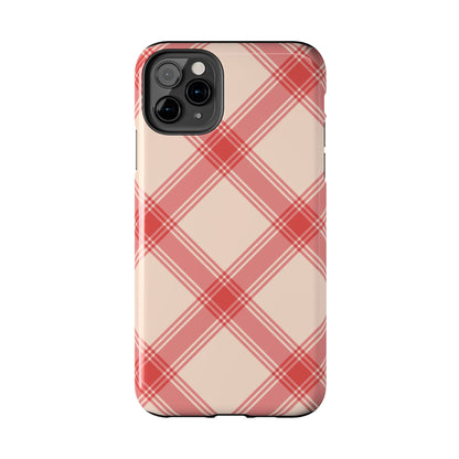 Soft Peachy Red Plaid iPhone Case