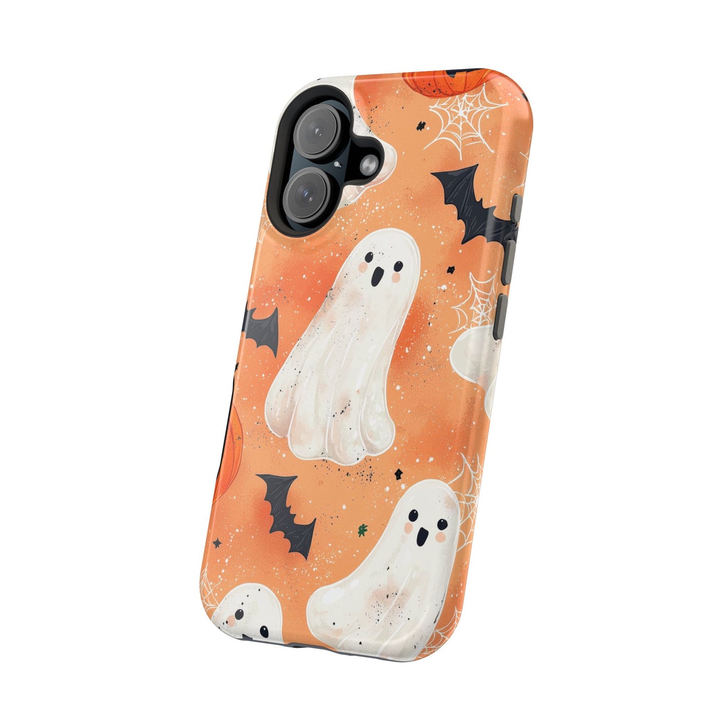 Spooky Cute Ghost MagSafe iPhone Case – Halloween Ghosts, Pumpkins, Bats & Cobwebs Design