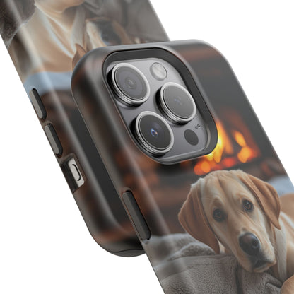 Cozy Golden Retriever by the Fireplace - MagSafe Case