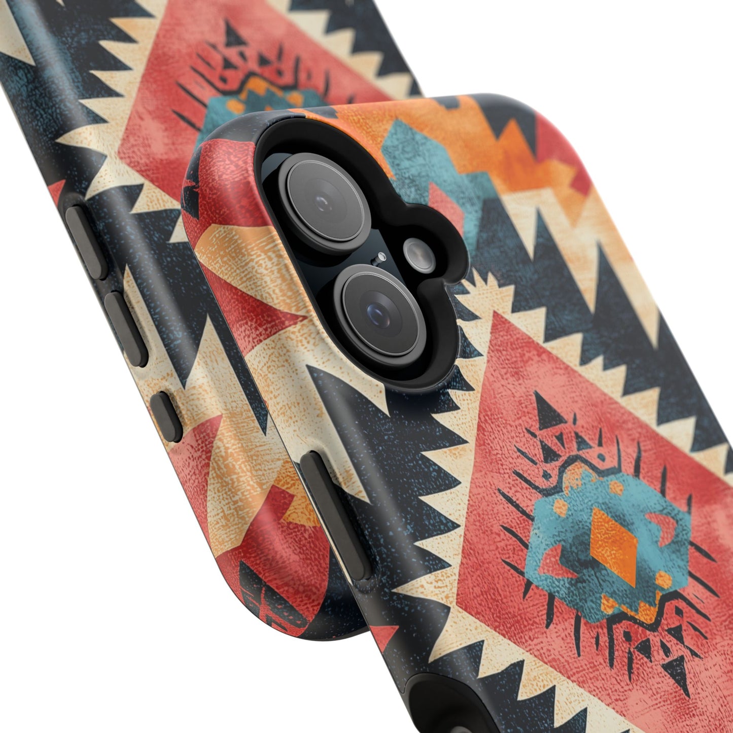 Bold Aztec Pattern Tough MagSafe iPhone Case – Vibrant Geometric Design, Dual-Layer Protection