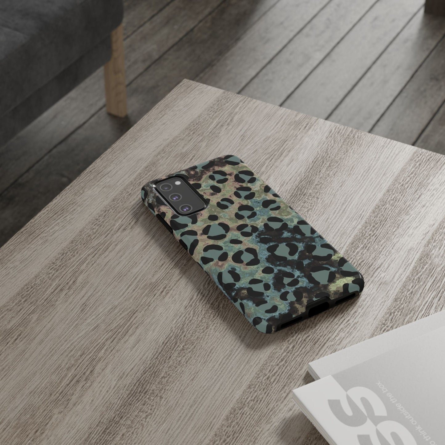 Moody Watercolor Leopard Print Tough Samsung Galaxy Case – Earthy Abstract Pattern with Dual-Layer Protection