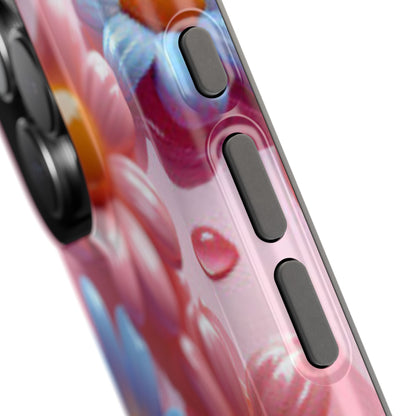 Pastel Daisy 3D MagSafe iPhone Case – Glossy Pink and Blue Floral Design, Full Protection