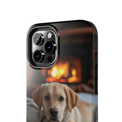 Cozy Golden Retriever by the Fireplace - iPhone Series Case