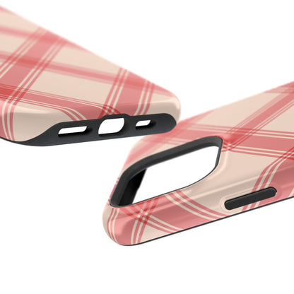 Soft Peachy Red Plaid MagSafe Case